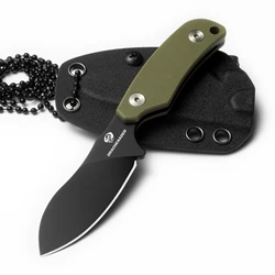 D2 Steel Neck Knife Tactical Hunting Knife with Kydex Sheath G10 Handle EDC Full Tang Small Fixed Blade Knife for Camping