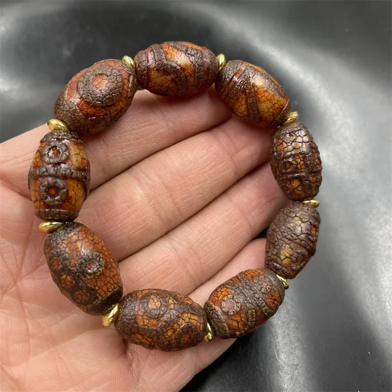 Tibetan Weathering Dzi Bracelet One to Nine Eyes Old Agate