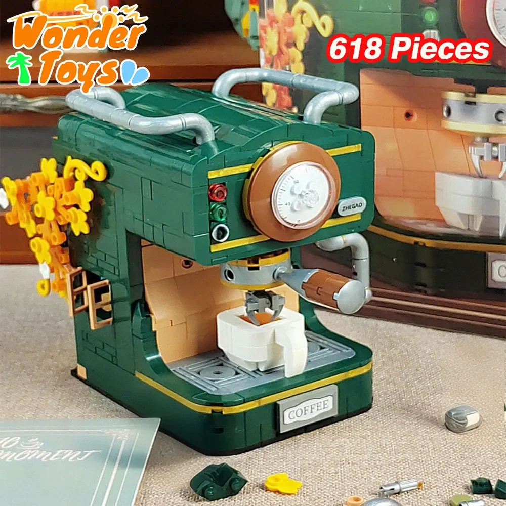 

Retro Coffee Machine Building Blocks Set Block Assembling Toys Constructor Room Decoration Bricks Model Birthday Christmas Gift