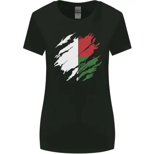 Torn Madagascar Flag Madagascan Day Football Womens Wider Cut T-Shirt