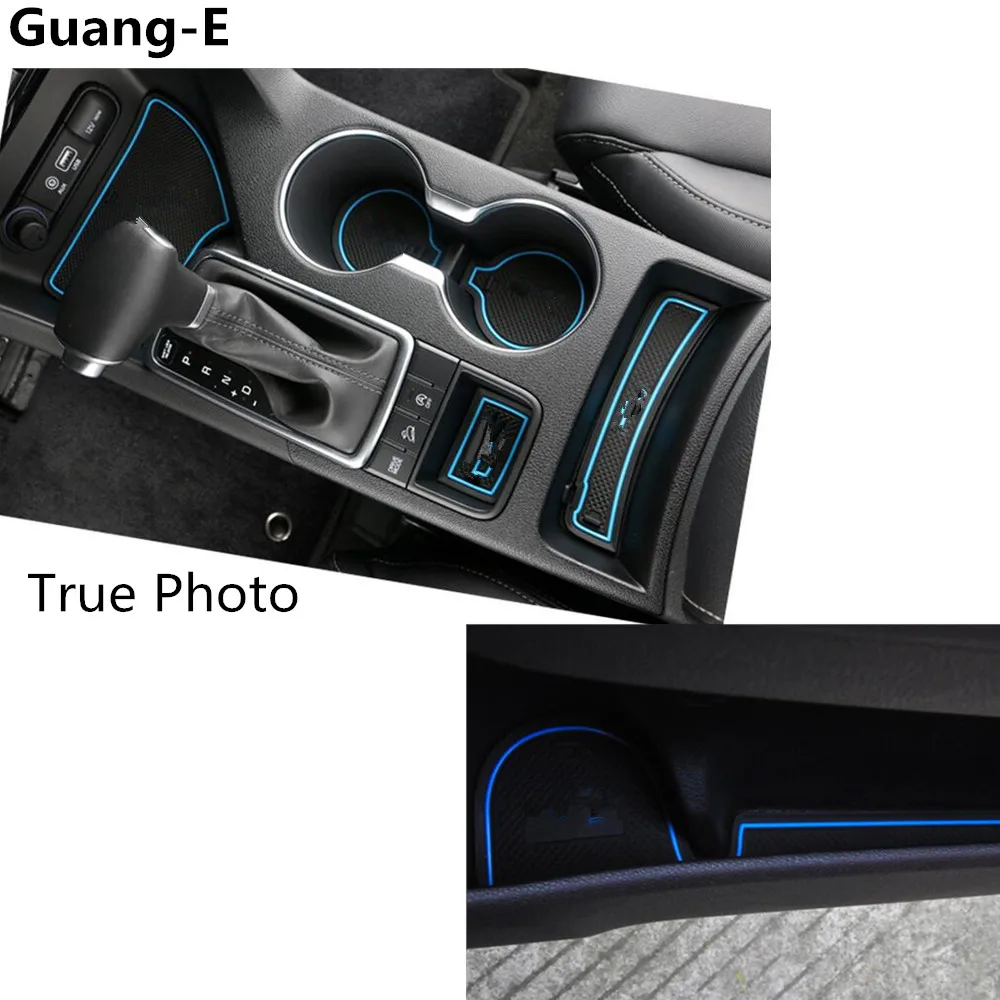 Car Groove Gate Slot Armrest Storage Rubber non-slip Mats Mat Inner Door pad/cup Stick 18pcs For Kia KX5 Sportage 2016 2017 2018