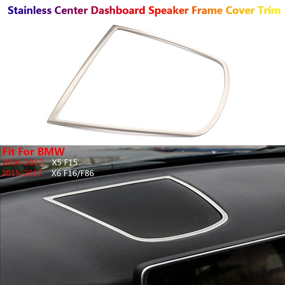 

Stainless Steel Center Console Dashboard Speaker Cover Trim Stickers For BMW X5 X6 F15 F16 Auto Car Interior Voiture Coche Frame