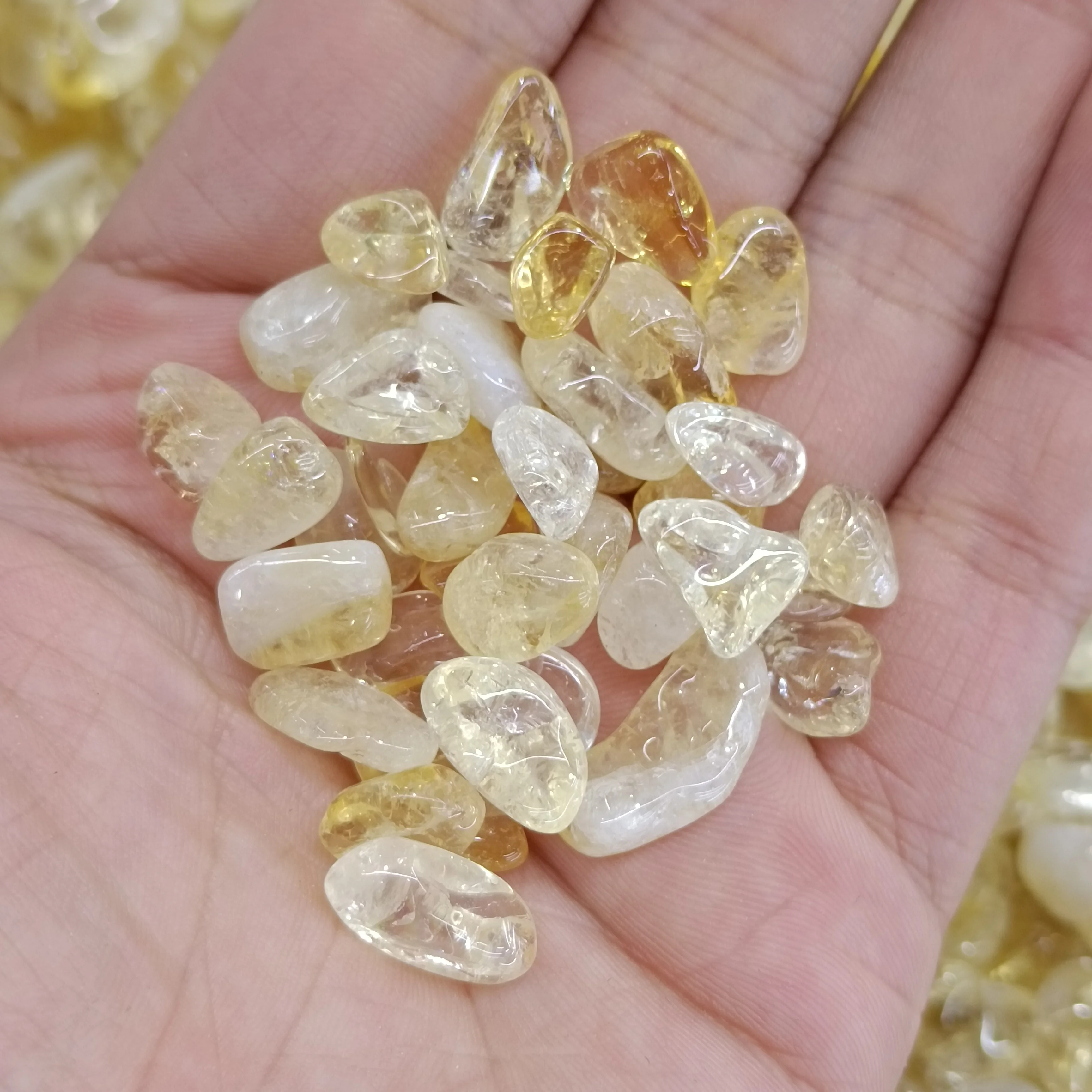 100g Natural Yellow Crystals Gravel Topaz Tumbled Quartz Stones Healing Reiki DIY Decor