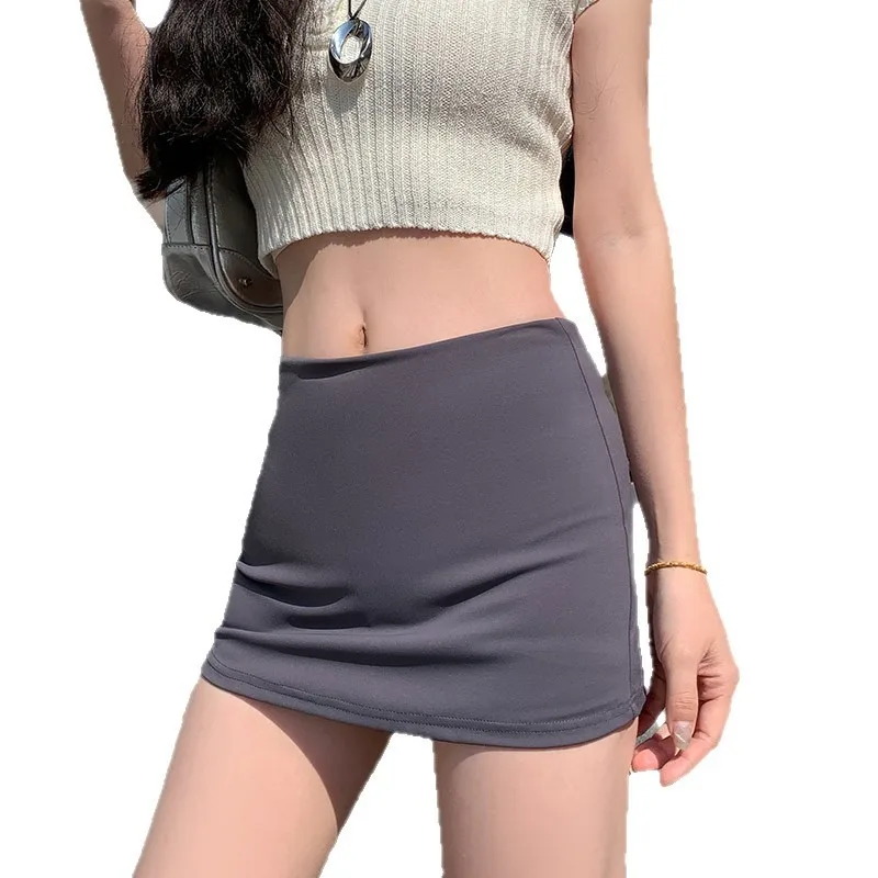 2026 New Women High Waist Gray Bodycon Mini Skort Slim Fit Stretchy Pencil Short Skirt Y2K Daily Casual Streetwear Bottom Skirts