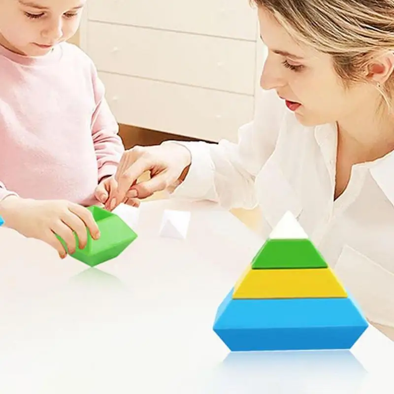 Bloques de pirámide apilables para niños, rompecabezas interactivo para padres e hijos, ensamblaje educativo Montessori, bloques de construcción, juguetes apilables para niños