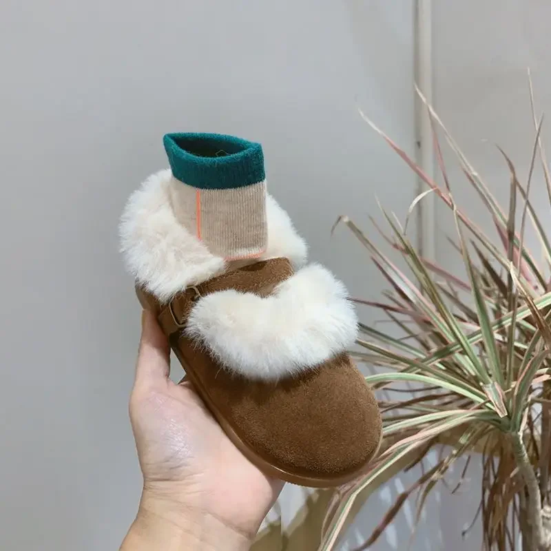 Winter New Version Children Shoe Anti Slip Plush Casual Shoes Comfort Women Shoe Baby Warm Cotton Boot Simple Children Snow Boot