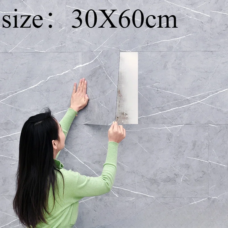 

Imitation marble wood grain wall sticker waterproof and moisture-proof aluminum mold self-adhesive floor sticker home decoration