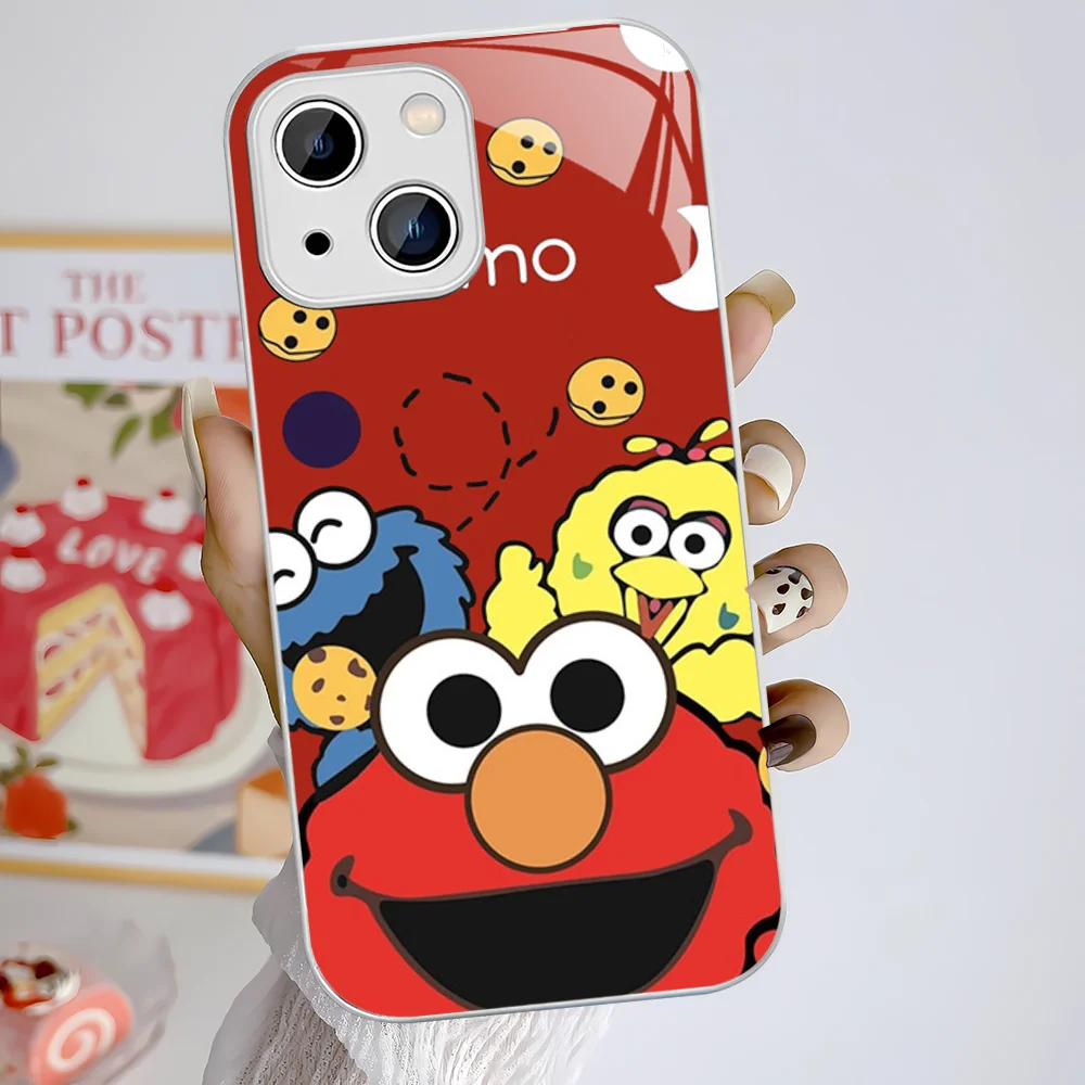 Cute Cookies ELMO Sesame Street Phone Case For iPhone 15 13 12 Mini 11 Pro XS Max X XR 14 Plus Tempered Glass Cover