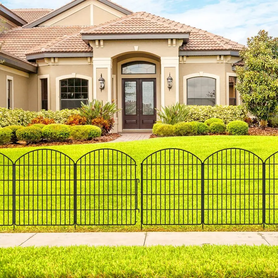 

Garden Fence 5 Panels 1 Gate, 30in H x 11.8ft L, Rustproof Metal No Dig Fence Animal Barrier for Dog, Flower Edging for Yard amp