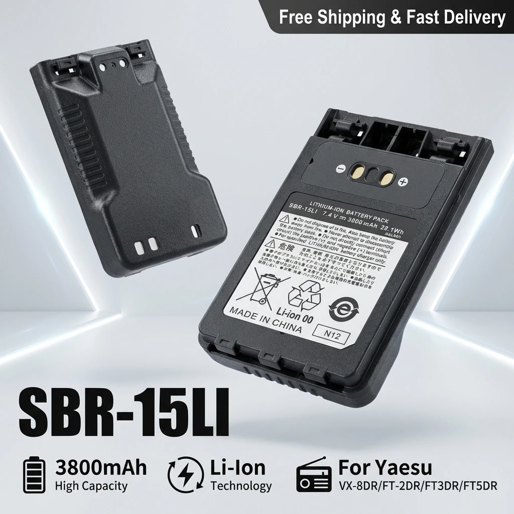 

Replacement Battery SBR-15LI For Yaesu VX-8DR FT-2DR FT-3DR FT-5DR 3800mAh High Capacity Radio Power Pack
