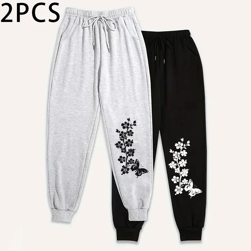 2 حزمة المرأة ركض استرخاء صالح Sweatpants والشتاء صالة فستان أطفال مع سروال داخلي 2025 الخريف الحرارية الراحة صالح بناطيل كاجوال 2 قطعة