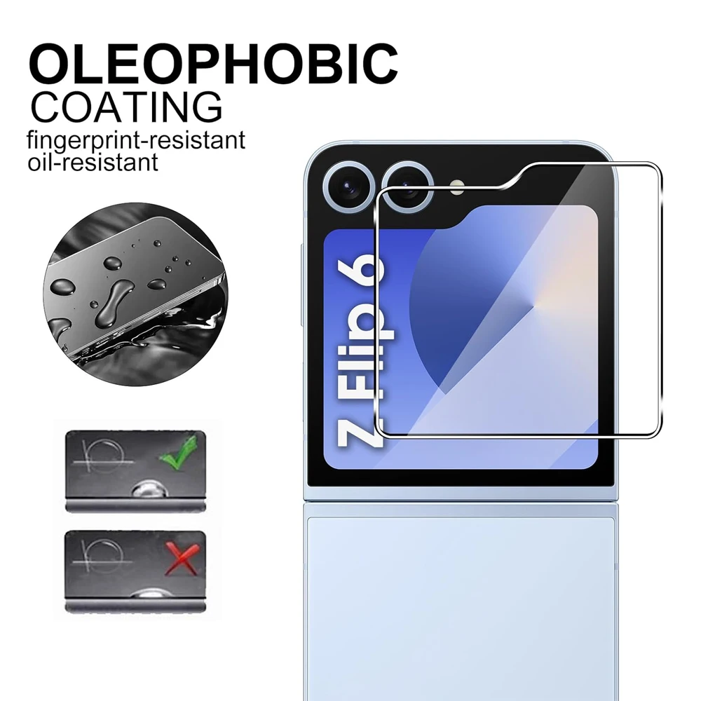 Schutzglas für Samsung Galaxy Z Flip 6, Z Flip 5 High Clear Tempered Glass Displayschutzfolie – Detail 2