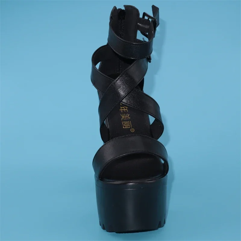 

Yancloud/пикантные туфли Extremem на высоком каблуке 15 см, женские бандажные сандалии-гладиаторы, летние сандалии на массивной платформе 32 43 W618