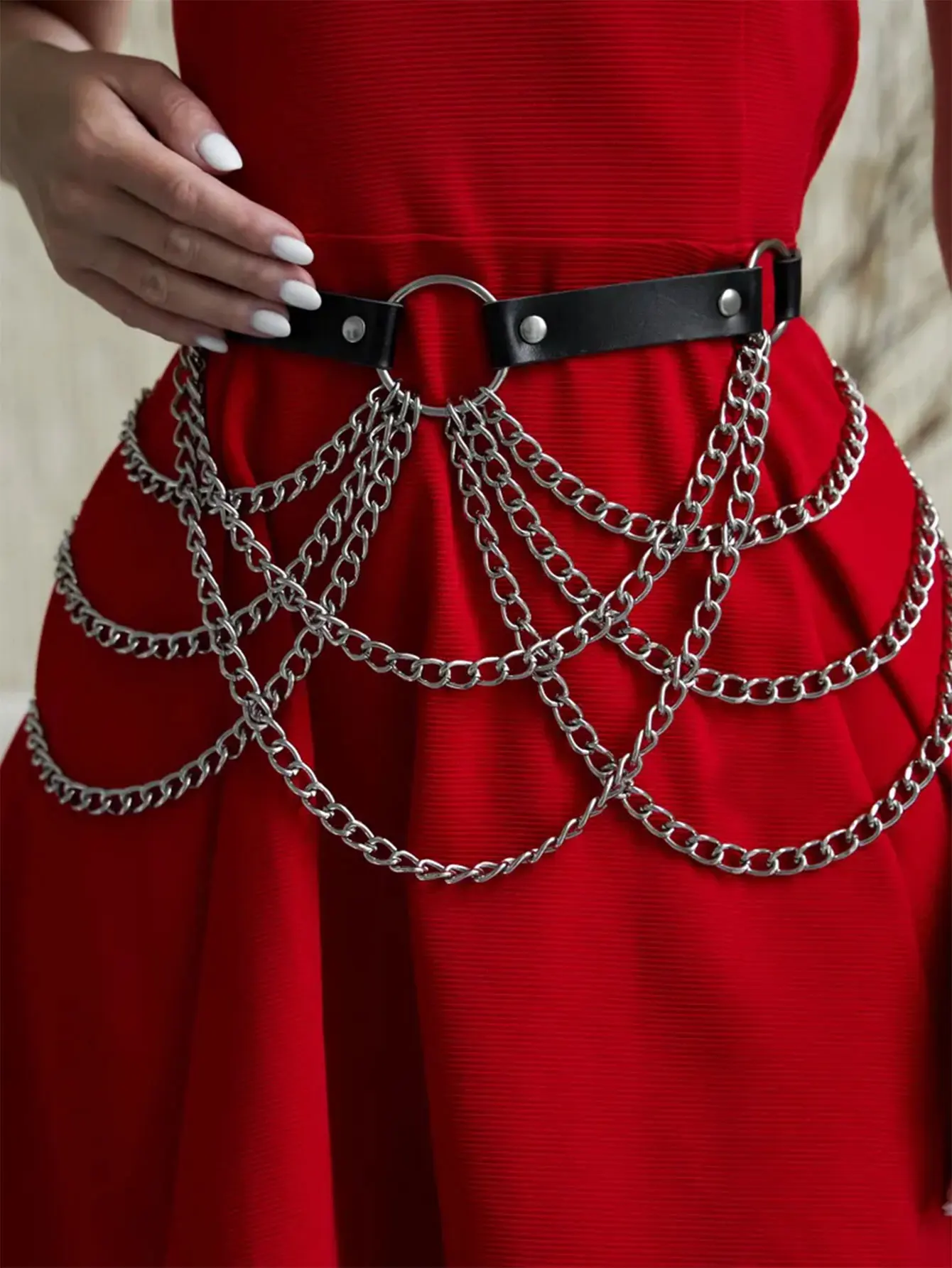 Sexy Damen Modegürtel mit Kette, Streetstyle-Gürtel mit Kette, Gothic Harness-Ketten-Bustier, Harness-Taillengürtel, Kleidungszubehör