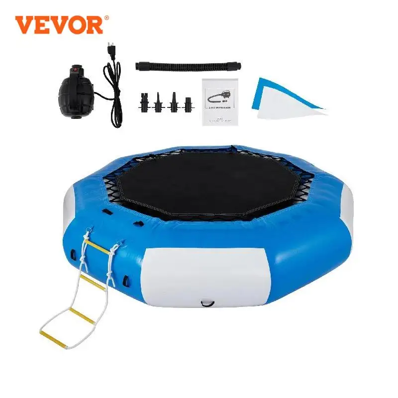 VEVOR Inflatable Water Trampoline PVC Tarpaulin Floated Bounce Platform Smooth and Waterproof Surface W/ Ladder For Pool Ocean