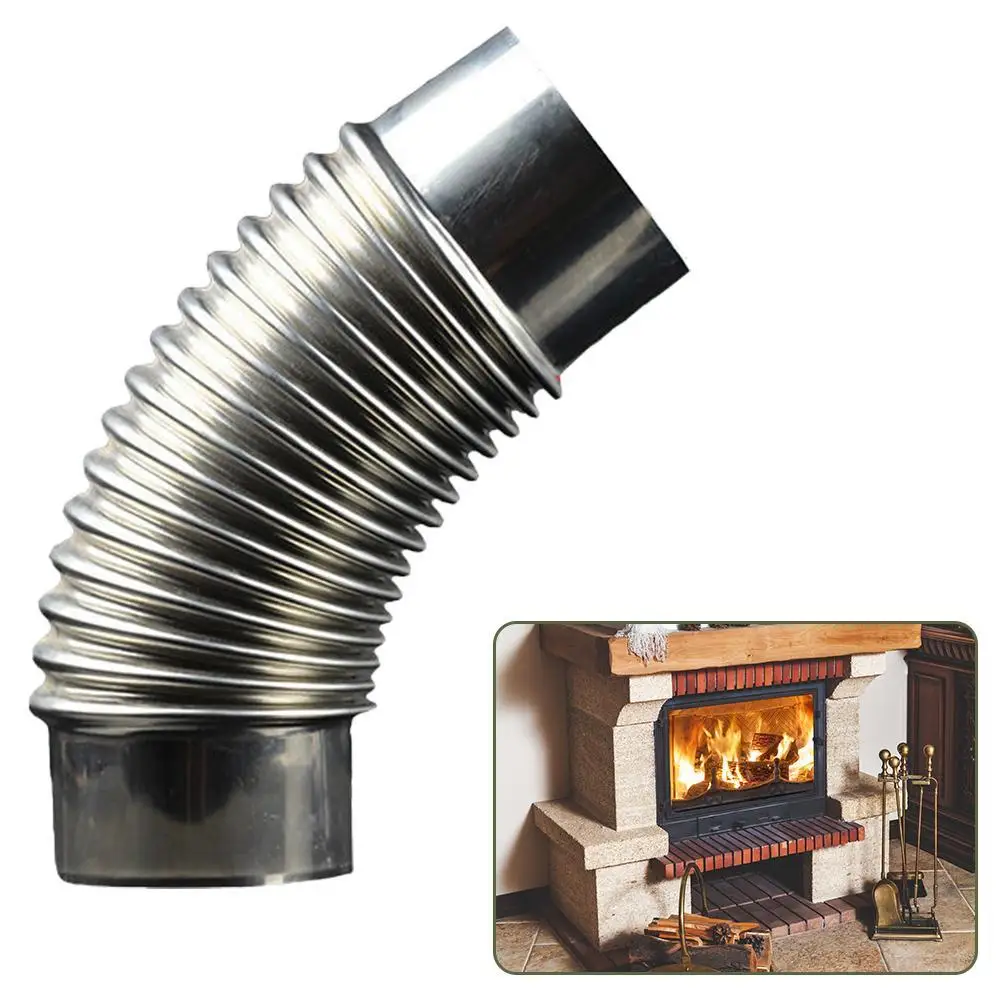 60mm Stainless Steel 45 Degree Elbow Chimney Liner Bend Multi Flue Stove Pipe For Outdoor Camping Wood Stoves Chimney