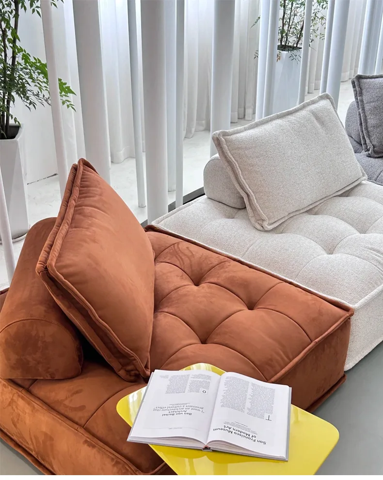 Custom Single Block Compression Sectional Sofa Factory's Corduroy Fabric Roll-Up with Sponge Filling