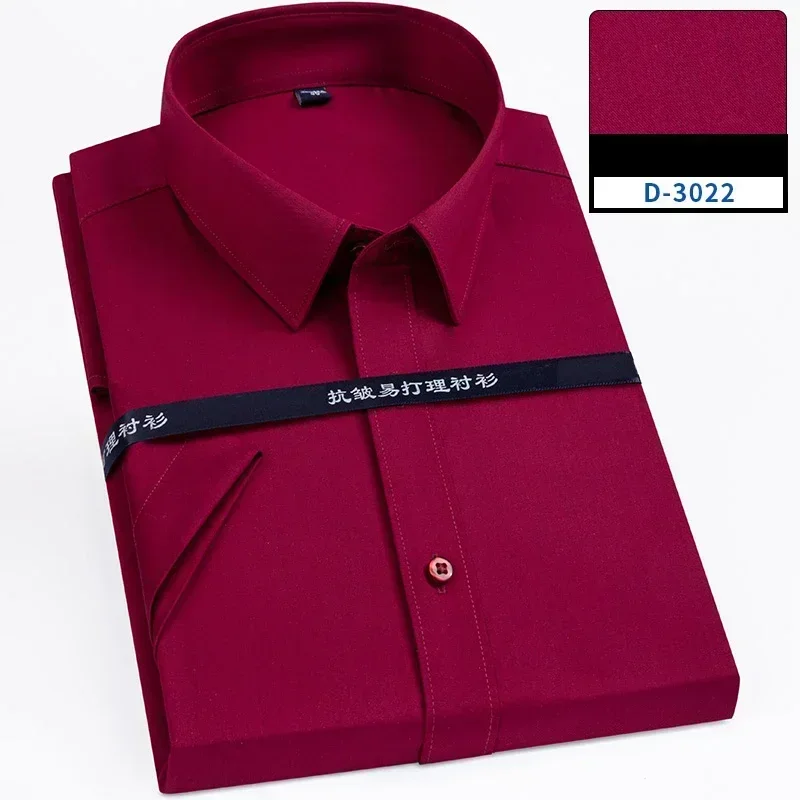 

2025 Bamboo Fiber Men Slim Fit Formal Designer Elastic Short Sleeve Shirts Business Clothes Thin Summer White Shirt Plus Size