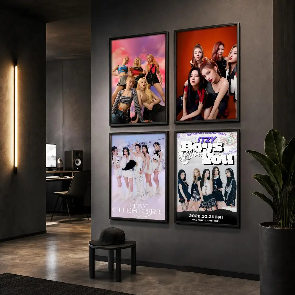Popular Kpop Girl Group I-ITZY Poster Wall Art Print Sticker for Bedroom Living Room Dorm Office Modern Home Decor