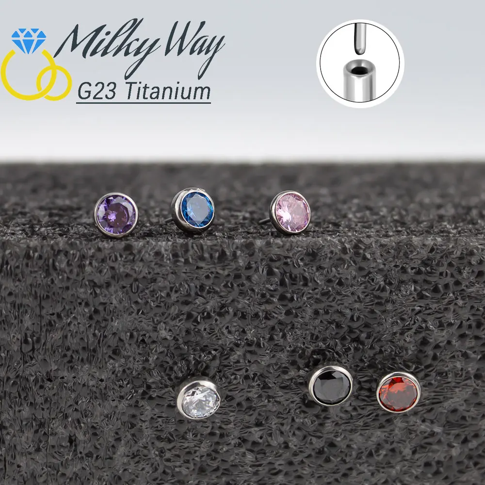 G23 Titanium Brincos Set para Mulheres, Sexy Push Pin, CZ Pedra, Labret, Lábio, Nariz Piercing, Ear Stud, Tragus, Cartilagem, Jóias Threadless