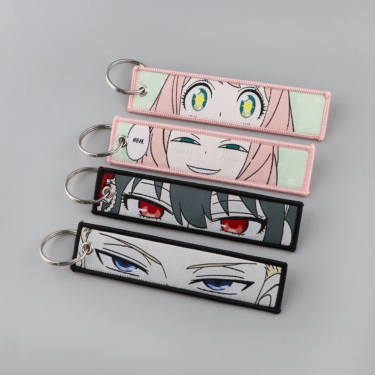 Japanese Anime Embroidery Keychain for Motorcycles Key Fobs Holder Key Tag Keyring Fashion Accessories Chaveiro