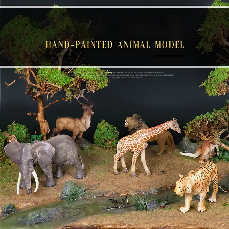 Figurines d'action animaux sauvages pour enfants, éléphant parlant, graffe, ours brun, Sika, cerf, hippopotame, zèbre, crocodile, FigAuckland, jouet de simulation