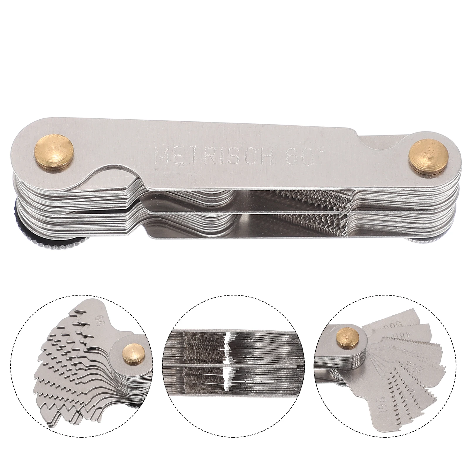 

Stainless Steel Thread Pitch Gauge for Measuring Machine Screws Metric Inch Plug Gauges Foldable Hardware Tool