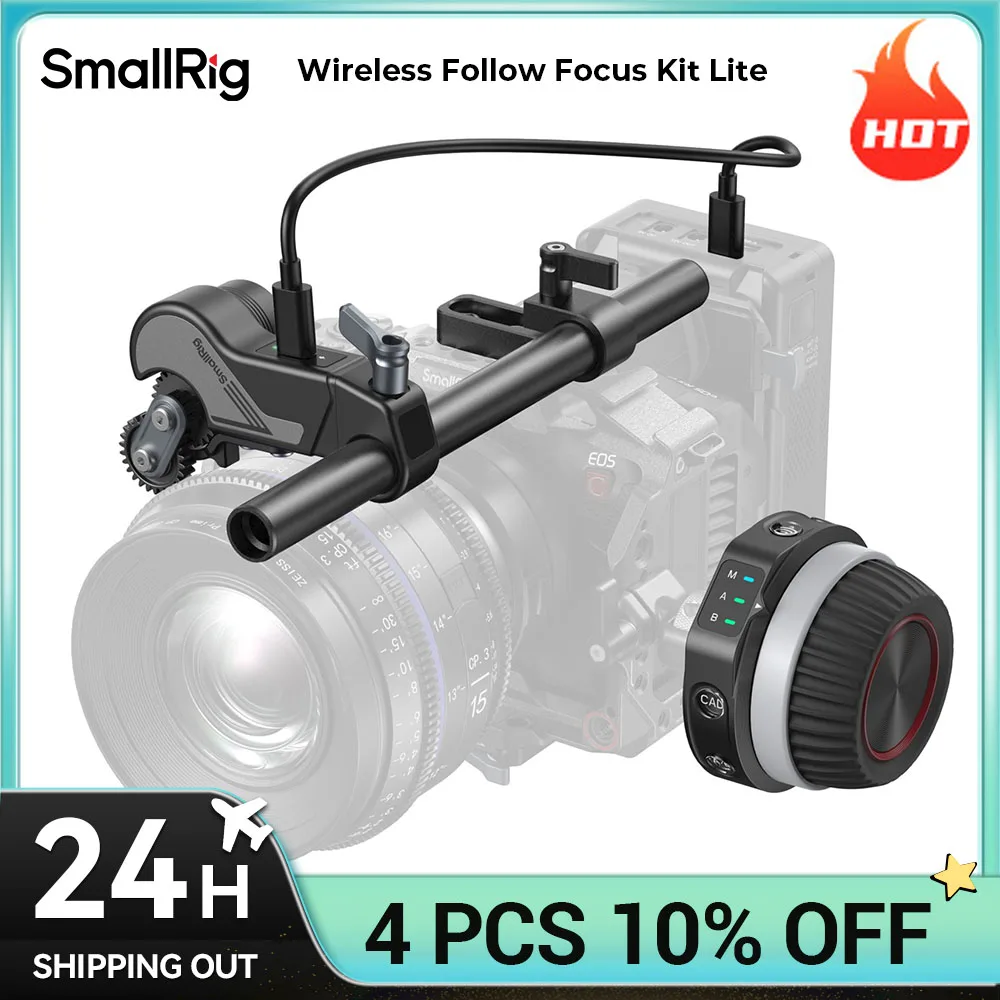 SmallRig Wireless Follow Focus Kit Lite for Precise and Low-Latency Focusing Video Shooting 21H Standby Time for Zoom Lens 4296