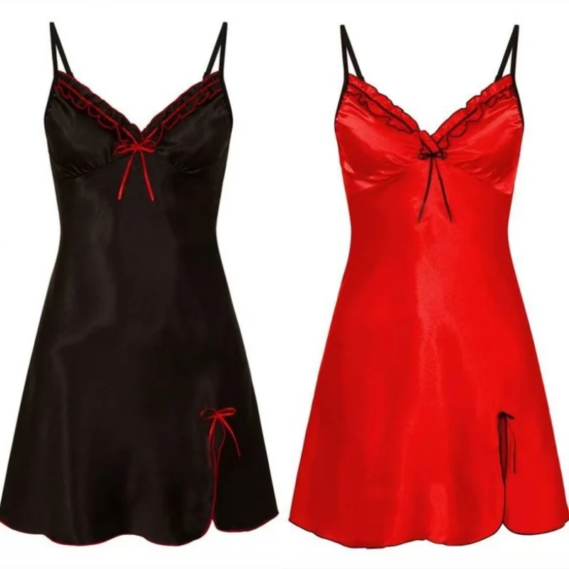 

Lace Trim Camisole Nightdress Casual Daily Home Outfit European American Style Soft Friendly Breathable Indoor Lounge Clothes
