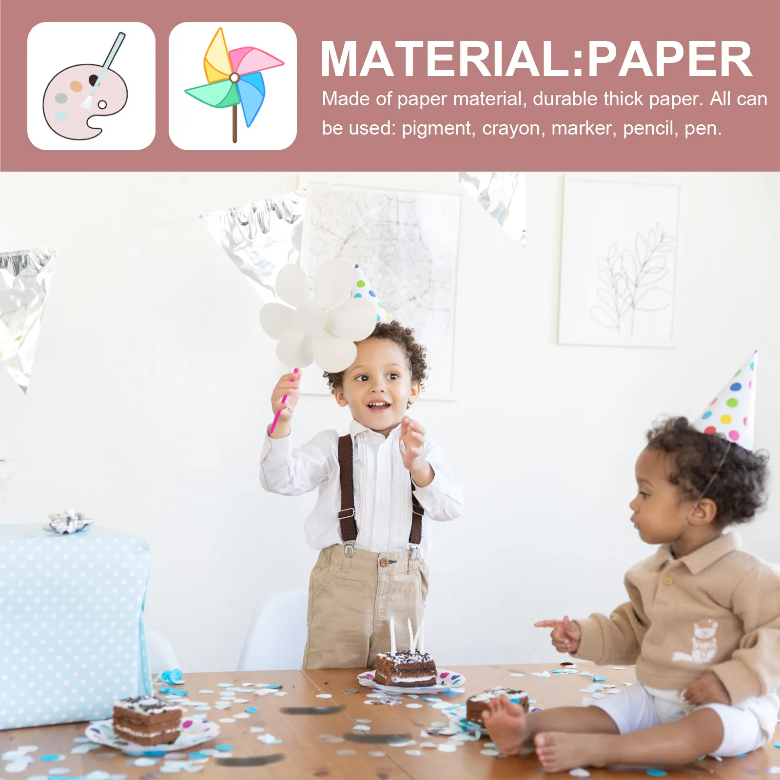 

5 шт. заготовок для ветряных вертушек из бумаги, неокрашенные, для самостоятельного рисования, для детских занятий, подарков на вечеринки, активного отдыха, рисования