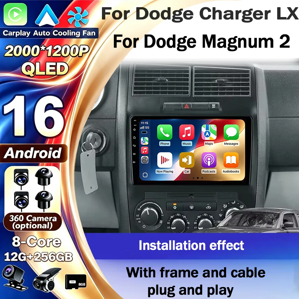 Android 16 Carplay For Dodge Charger LX 2005 - 2010 For Dodge Magnum 2 2003 - 2007 Car Radio Multimedia Video Player Navigation