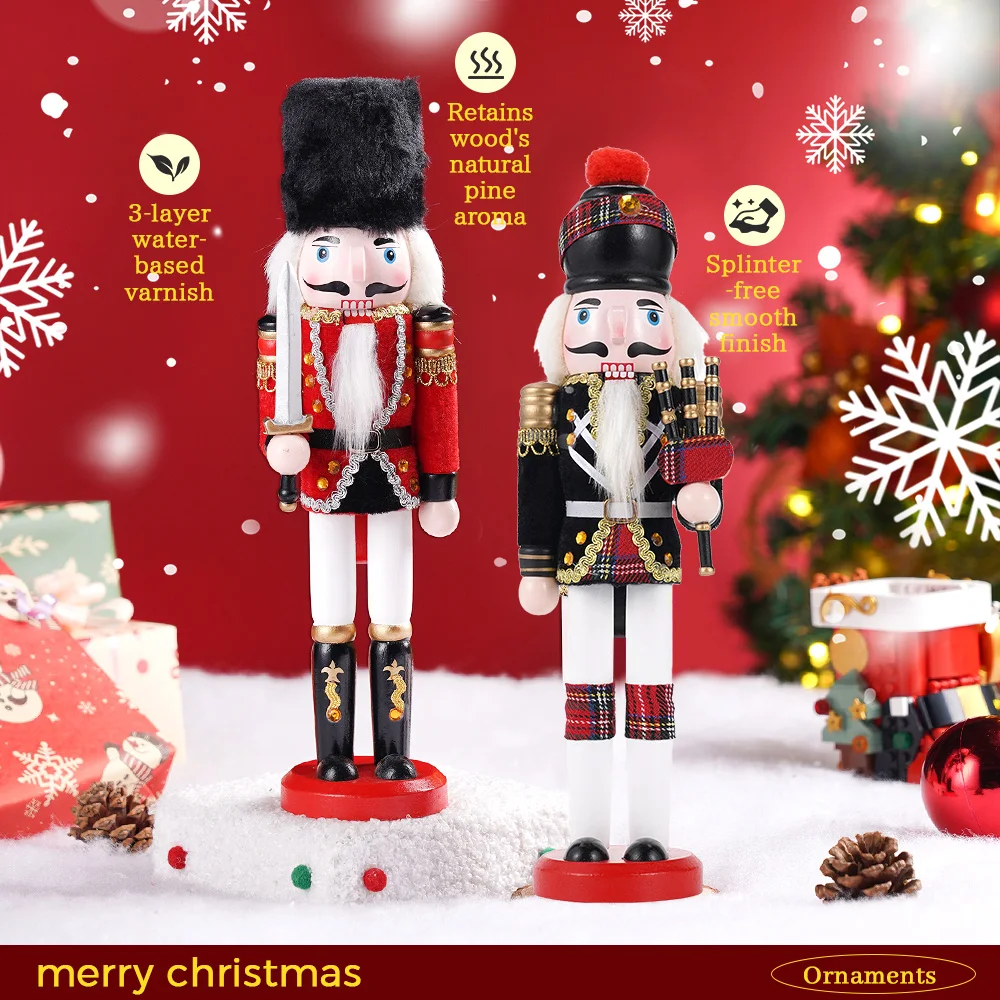 

30 см изысканный двухсекционный солдат Щелкунчик, деревянный кукольный набор, домашнее украшение для кухни, праздничное украшение, подарок