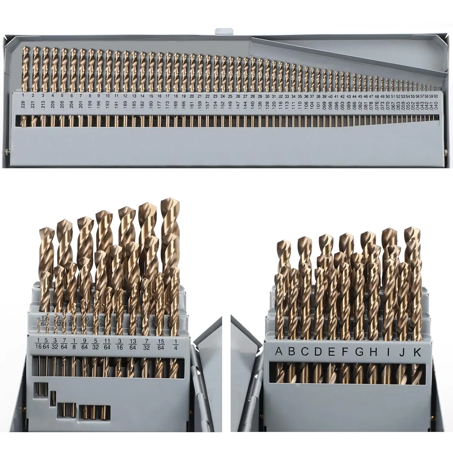 Cobalt Drill Bit Set 115Pcs M35 High Speed Steel Twist Jobber Length for Hardened Metal Stainless Steel Cast Iron Wood Plastic