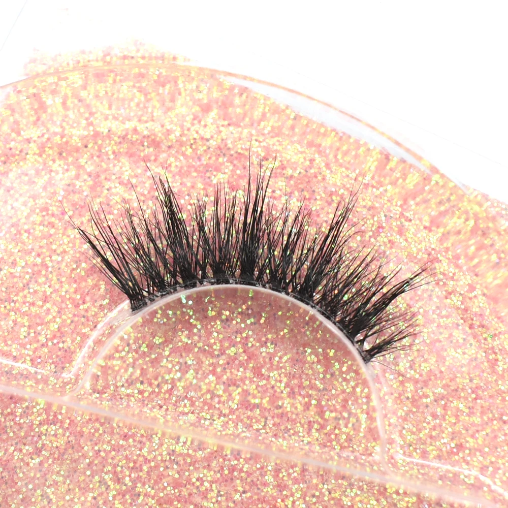 3D Mink Half Lashes Natural Short False Eyelashes Extension Soft Lightweight Fluffy Clear Band Half Eye Strip Fake Lashes Makeup