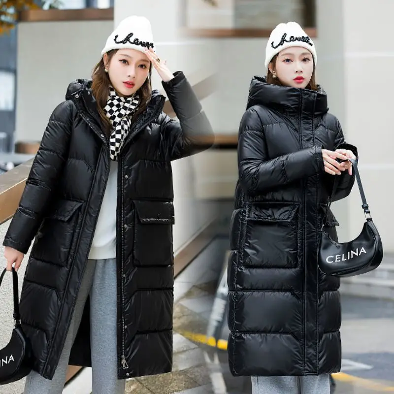 Puffer Jacket Thicken  Parkas Women\'s 2025 Winter New Female Western Style Long Down Jacket Cotton-padded Coat Bread Overcoat