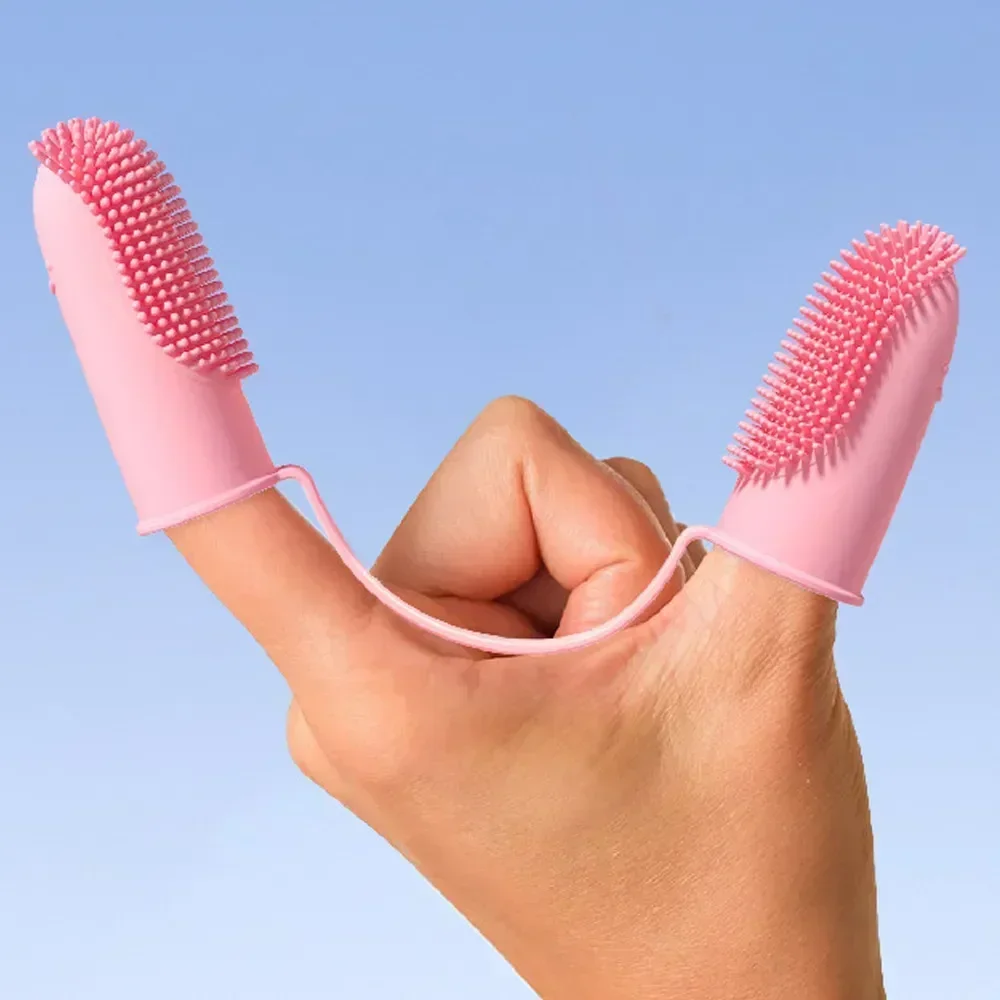 Super Soft Pet Two-Finger Brush Cat Dog Finger Toothbrush Puppy Teeth Cleaning Tool Kitty Finger Toothbrush Pets Accessories