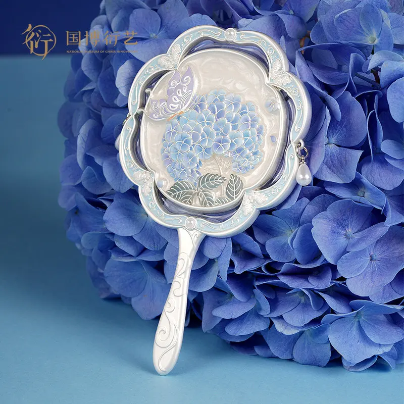 

Flower cluster handle mirror chinese style cute portable handheld makeup mirror gift for girls