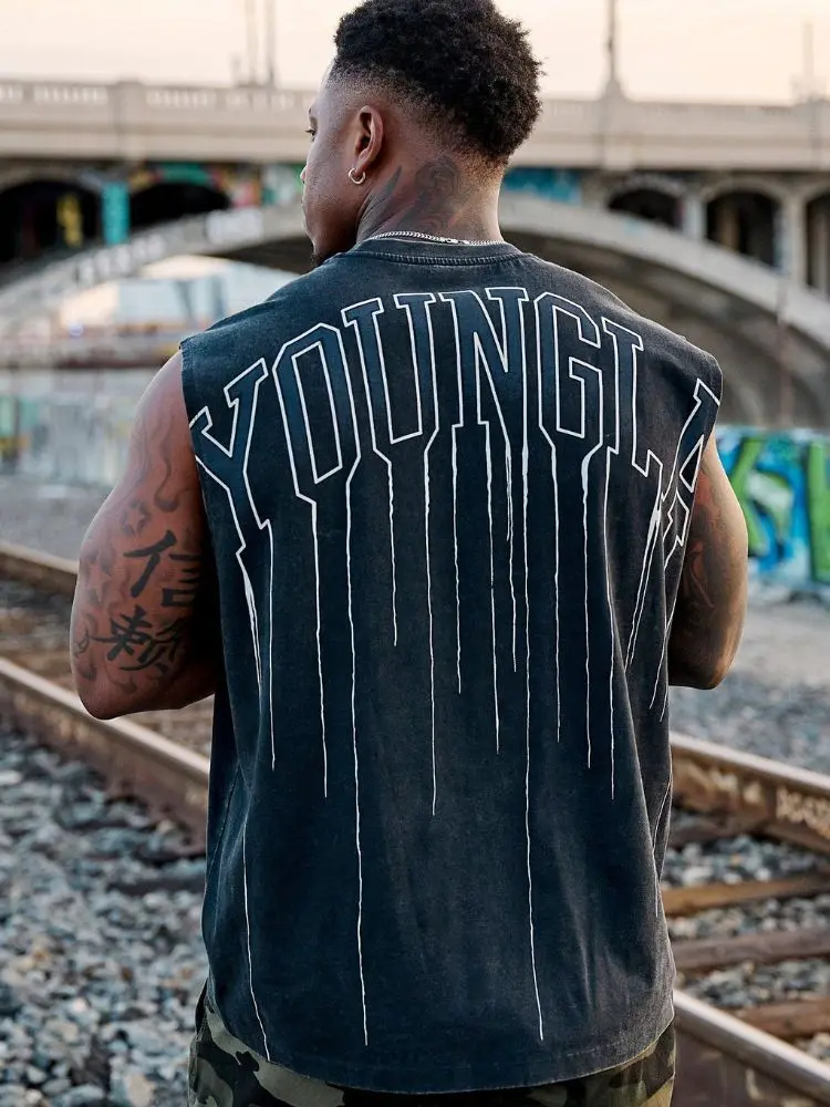 2025 YA New Men's Tank top Gym Cotton Workout Fitness sleeveless shirt men Pullover Round Neck Sports vest men Undershirt image 3