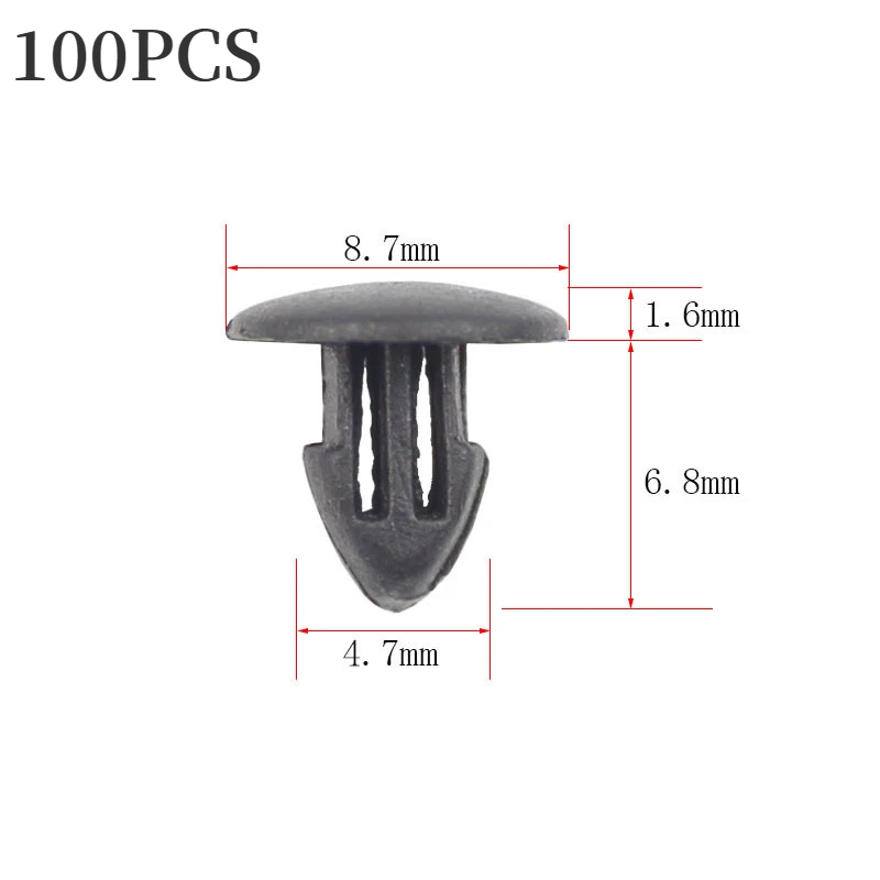 100Pcs Car Sealing Strips Clips 4mm Hole Rivets Plastic Weatherstrip Universal Auto Retaining Fastener