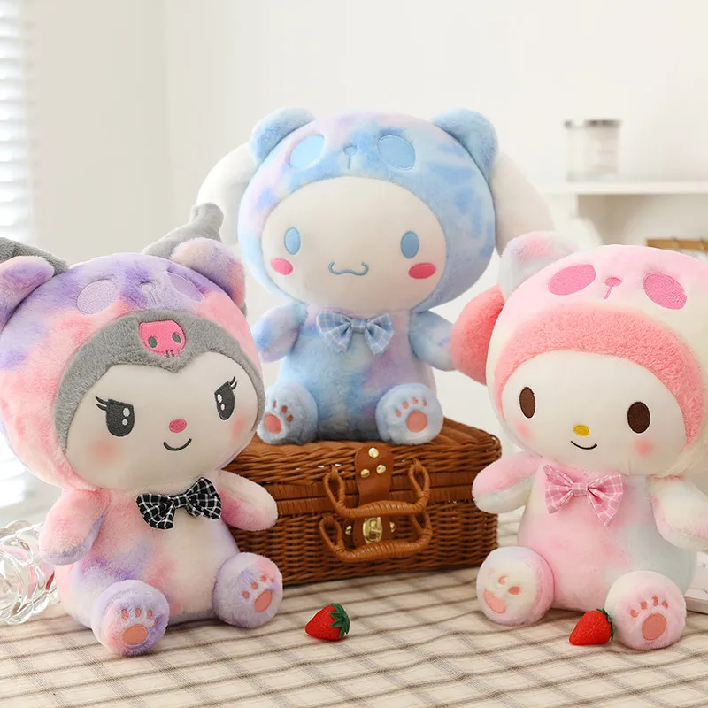 25/40cm Sanrio Tie Dyeing Kuromi Melody Plushies Stuffed Pillow Cinnamoroll Plush Toy Dolls Girls Cloth Doll Gifts Girlfriend