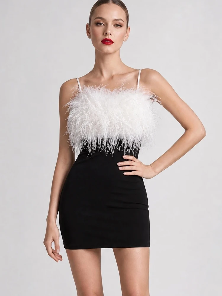 New Chest Wrapping Back Strap Style Adjustable 100% Natural Ostrich Feather Underwear Women's Fur Coat Real Fur Customizable