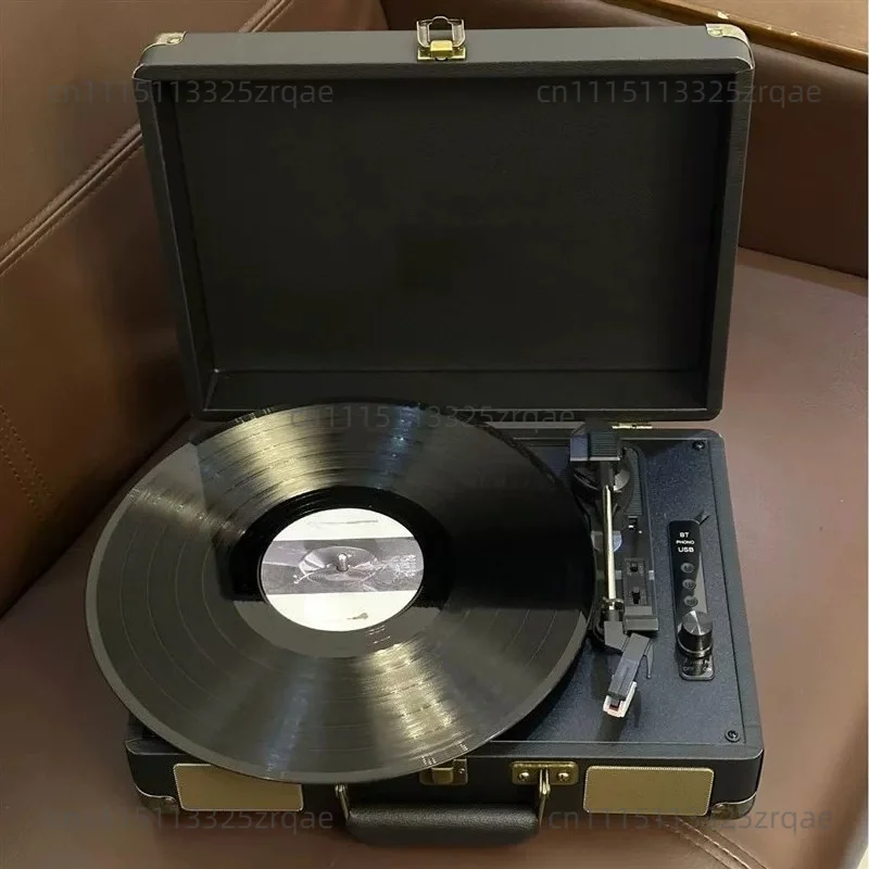 Retro Vinyl Record Player with Bluetooth Multifunctional CD Tape All-in-One Desktop Light Luxury Audio Gift for Home Decor