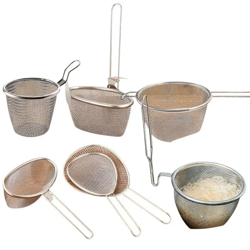Deformation-Resistant Stainless Steel Mesh Strainer Fine Mesh Handle for Home Kitchen Noodle Draining Use