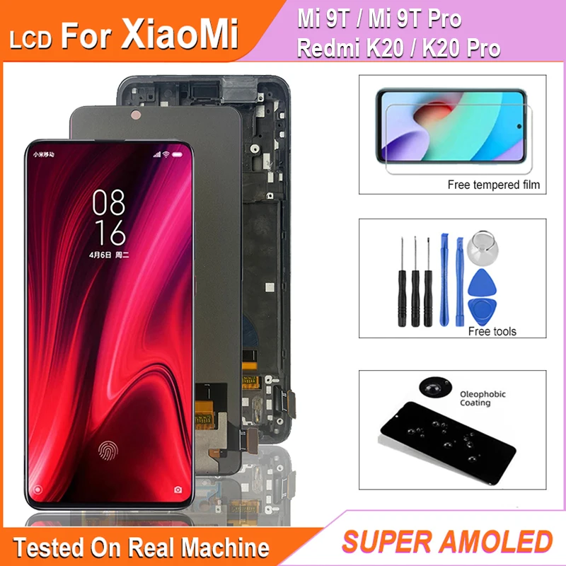 6.39  Super AMOLED Display For Xiaomi Redmi K20 / K20 Pro LCD Touch Screen Digitizer Assembly For Xiao Mi 9t 9T Pro LCD Screen