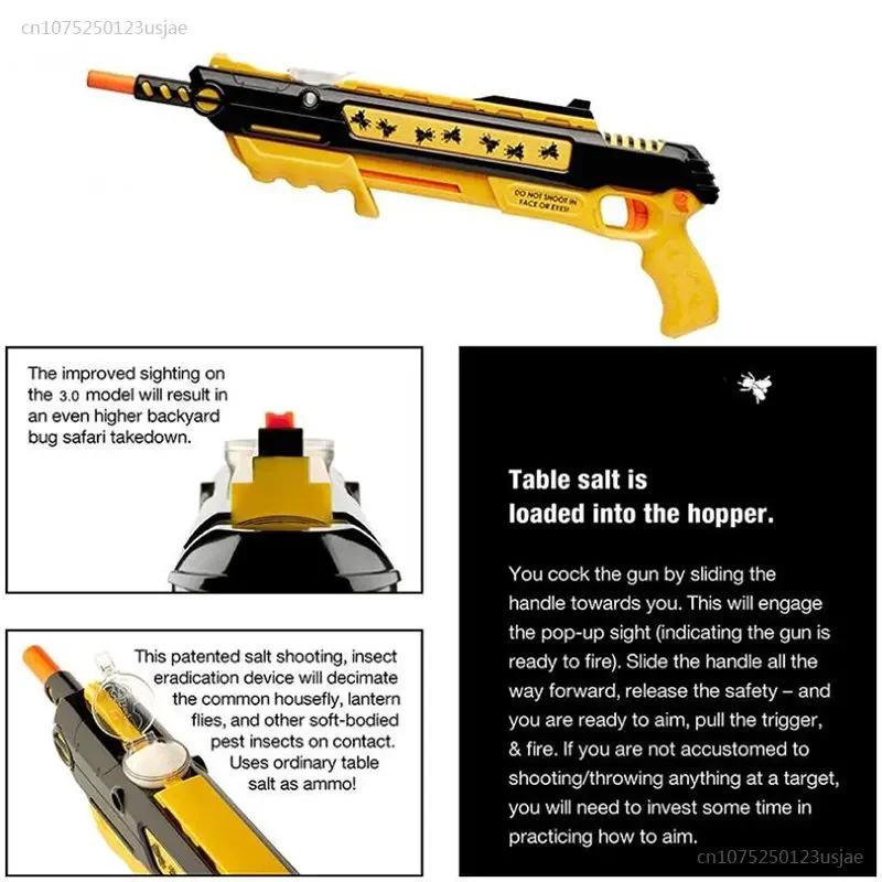 2024ใหม่ปืนเกลือบินกันยุง, ปืนยิงเกลือป้องกันแมลงวันของเล่นสุดสร้างสรรค์ของเด็กสามารถเปิดตัวปืนสไนเปอร์ใหม่ของผู้ชาย