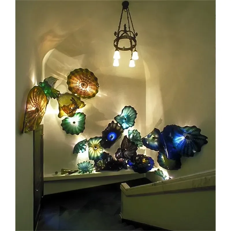 Hand Blown Murano Glass Wall Art Board Interior Home Decoration Unique Decorative Piece for Living Room Modern Style Design