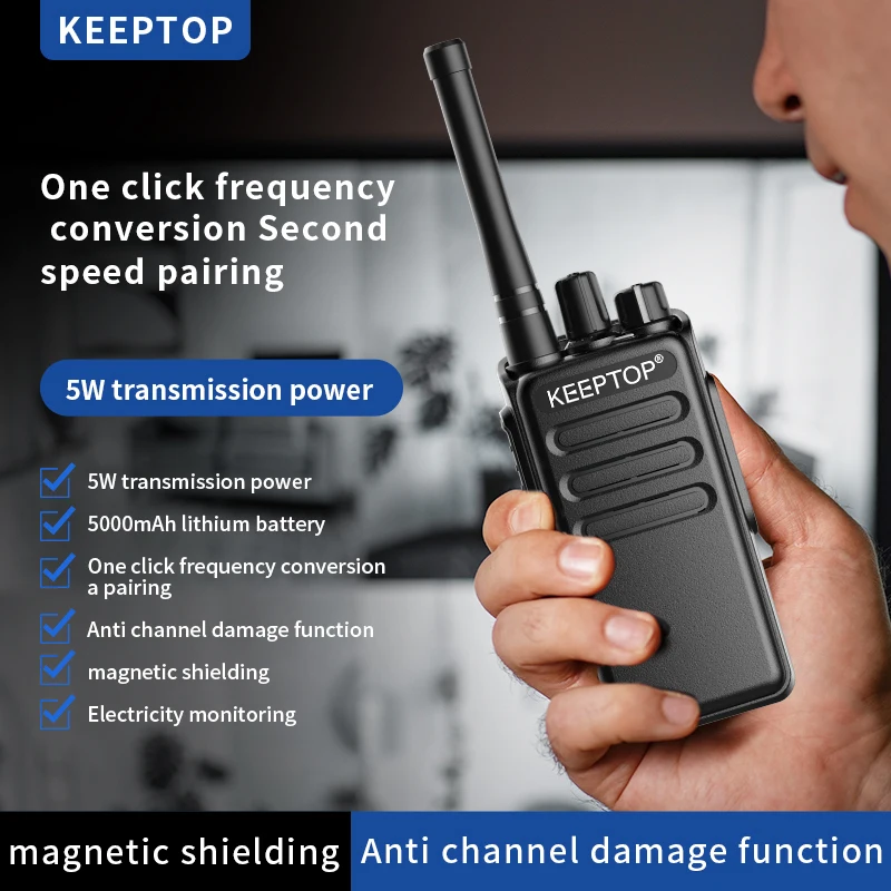 keeptopミニ無線機、免許不要、ポータブル双方向無線機、1～10km、レストラン、小売店、狩猟、建設現場向け