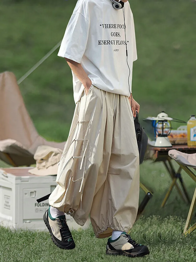 

Loose Fit Straight Leg Lantern Pants Men's Summer Casual Trousers Comfortable Drapey Design Workwear Style Chinese New School