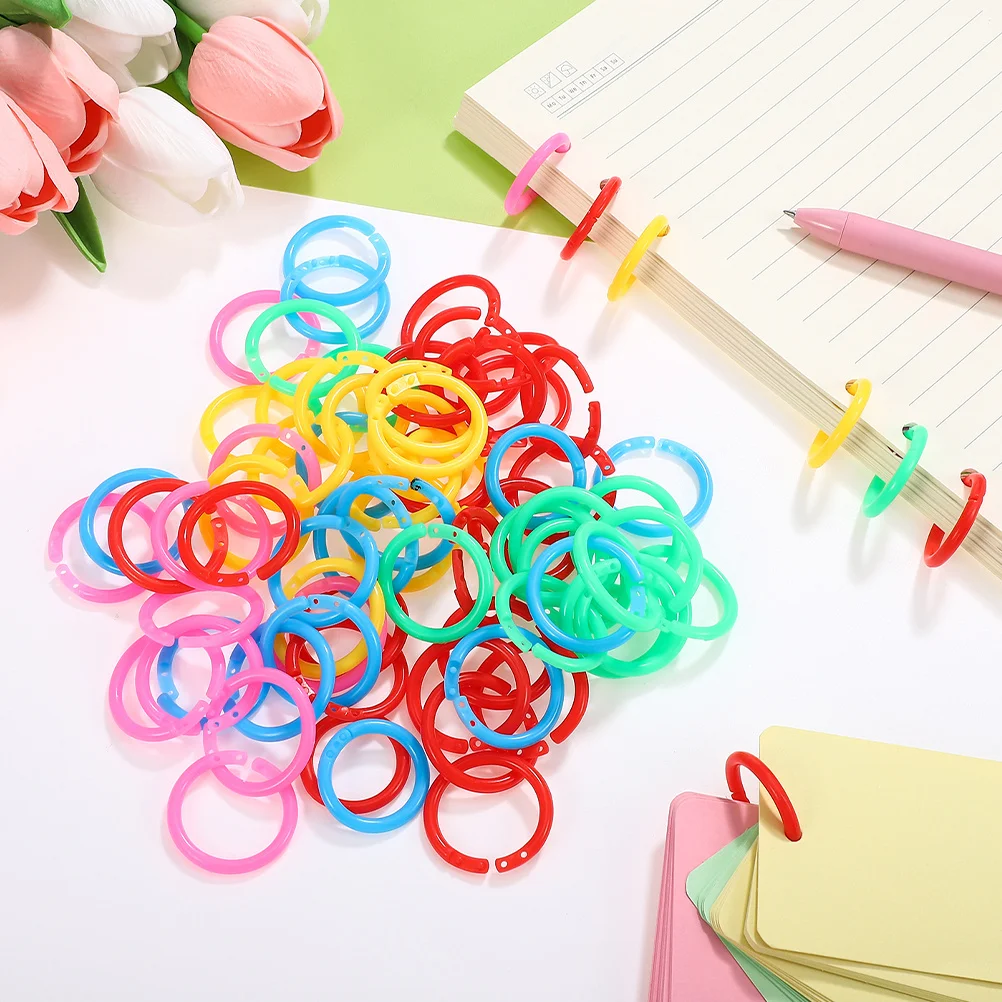 

150Pcs Plastic Binder Rings Loose Leaf Rings for Flashcards Notebooks Study Document Keychain Organizing Ringed Journals