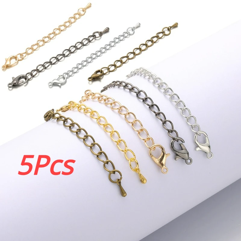 New Tail Chain Lobster Clasps Connector Charm Fashion Five Color Adjustable Length for DIY Bracelet Necklace Jewelry Accessories